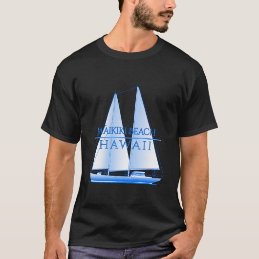 Waikiki Beach Hawaii Nautical Sailing Sailor Tシャツ (正面)