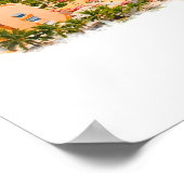 Waikiki Beach Hawaii Poster, Watercolor, Honolulu ポスター (角)