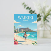 Waikiki Beach, Honolulu Hawaii ポストカード (スタンド正面)