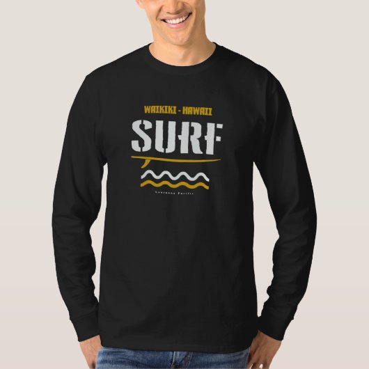 Waikiki Hawaii Surfing Waikiki Beach Surf Tシャツ (正面)
