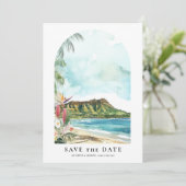 Waikiki Watercolor Save the Date Photo セーブザデート (スタンド正面)