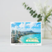Waikiki Wedding Save the Date Skyline Postcard ポストカード (スタンド正面)