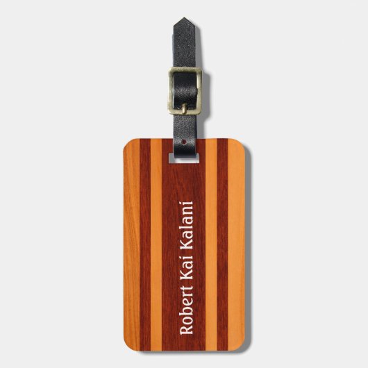 Waikokosのハワイのフェイクな木製のサーフボードのモノグラム ラゲッジタグ (正面縦)