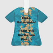 Waikoloaのフェイクな木製のハワイのハイビスカスのアロハワイシャツ オーナメント (裏面)