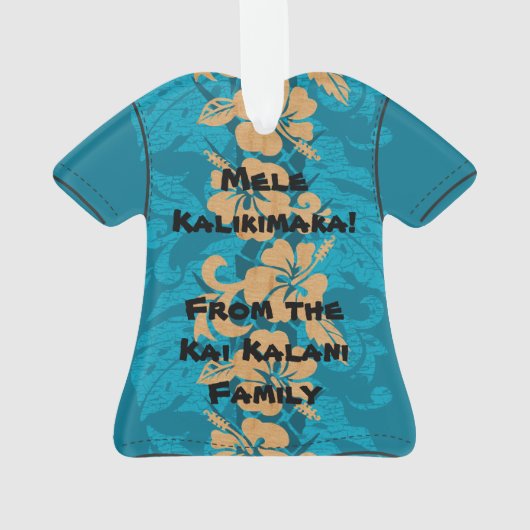 Waikoloaのフェイクな木製のハワイのハイビスカスのアロハワイシャツ オーナメント (裏面)