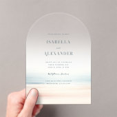 Wailea Watercolor Minimalist Elegant Beach Wedding アクリル招待状 (インサイチュ (ポータブル))