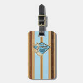 Waimeaのサーフボードのハワイのストライプのでフェイクな木 ラゲッジタグ (正面縦)