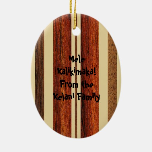 Waimeaのサーフボードのハワイのフェイクな木 セラミックオーナメント (裏面)