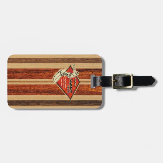 Waimeaのサーフボードのハワイのフェイクな木 ラゲッジタグ (正面横)