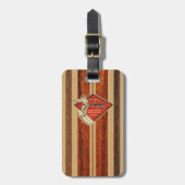 Waimeaのサーフボードのハワイのフェイクな木 ラゲッジタグ (正面縦)