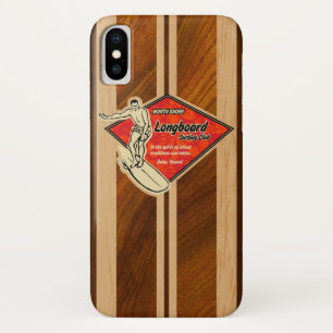 WaimeaのサーフボードのハワイのフェイクなKoaの木製の赤 iPhone X ケース