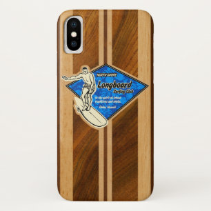 WaimeaのサーフボードのハワイのフェイクなKoaの木製の青 iPhone X ケース