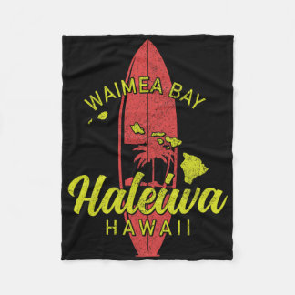 Waimea Y Haleiwa Hawaii Surf Board Surfing Surfer  フリースブランケット