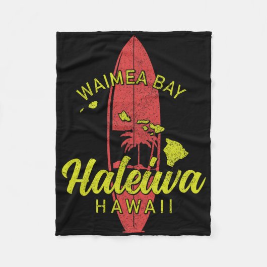Waimea Y Haleiwa Hawaii Surf Board Surfing Surfer  フリースブランケット (正面)