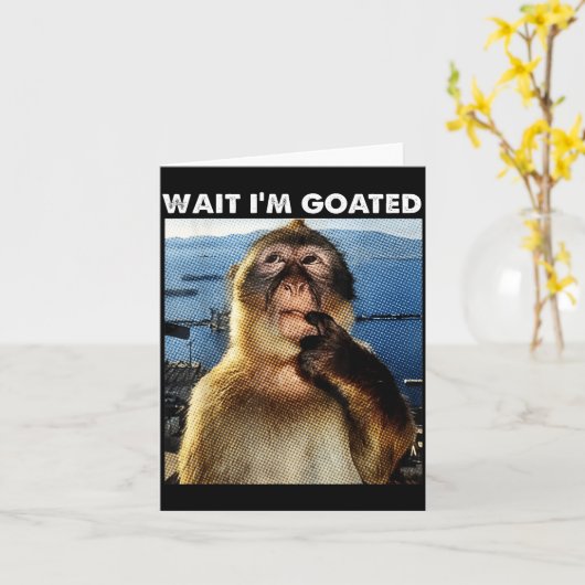 Wait I'm Goated Funny Thinking Monkey Meme Brainro カード (黄色い花)