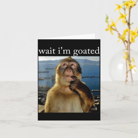 Wait I'm Goated Funny Thinking Monkey Meme Brainro カード (黄色い花)