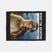Wait I'm Goated Funny Thinking Monkey Meme Brainro フリースブランケット (正面(横))