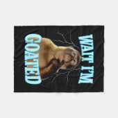 Wait I'm Goated Funny Thinking Monkey Meme Brainro フリースブランケット (正面(横))