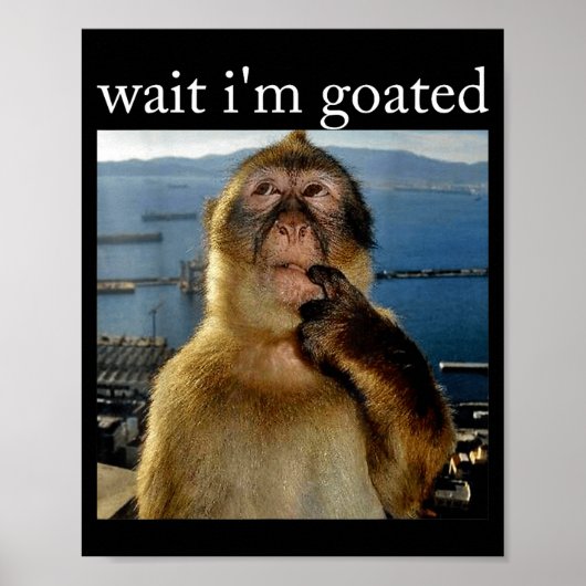 Wait I'm Goated Funny Thinking Monkey Meme Brainro ポスター (正面)