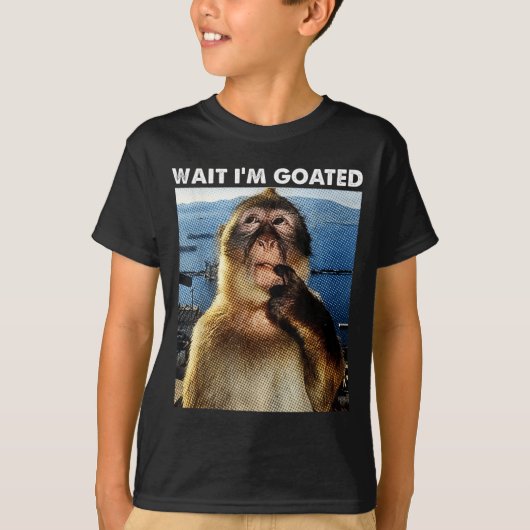 Wait I'm Goated Funny Thinking Monkey Meme Brainro Tシャツ (正面)