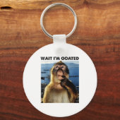 Wait I'm Goated Y2k Funny Thinking Monkey Meme Bra キーホルダー (正面)