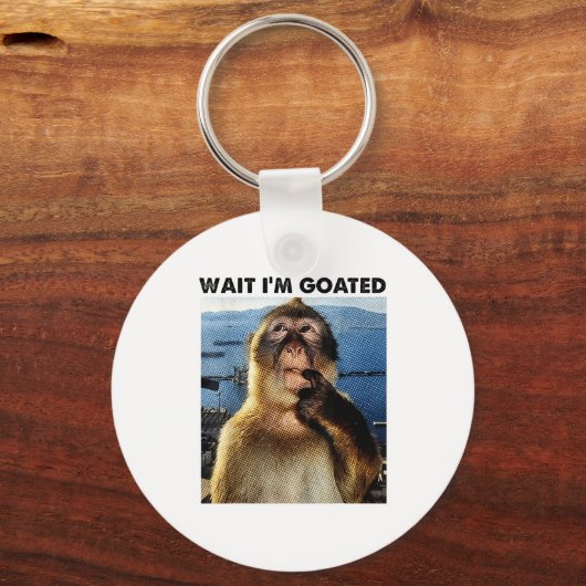 Wait I'm Goated Y2k Funny Thinking Monkey Meme Bra キーホルダー (正面)