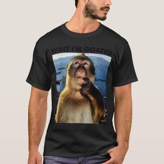 Wait I'm Goated Y2k Funny Thinking Monkey Meme Bra Tシャツ (正面)
