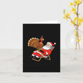 Wait Your Turn Fat Boy Funny Santa &amp; Turkey Ch カード (黄色い花)