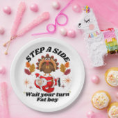 Wait Your Turn Fat Boy Funny Thanksgiving ペーパープレート (パーティー)