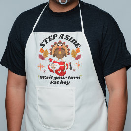 Wait Your Turn Fat Boy Funny Thanksgiving  ロングエプロン
