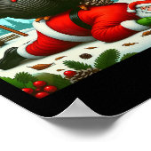 Wait Your Turn Fat Boy Turkey Santa Funny Thanksgi ポスター (角)