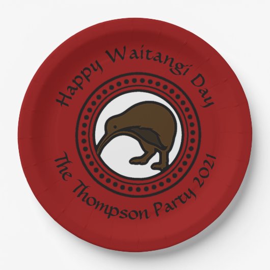 Waitangi Dayで文字New Zealand Large 9"を編集 ペーパープレート (正面)