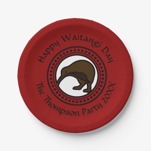 Waitangi Dayで文字New Zealand Small 7"を編集 ペーパープレート (正面)