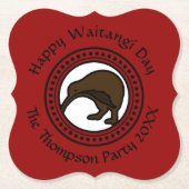 Waitangi Day Can Edit文字New Zealand ペーパーコースター (正面)
