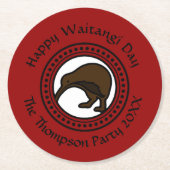 Waitangi Day Can Edit文字New Zealand ラウンドペーパーコースター (正面)