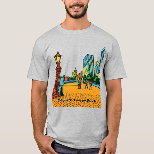 Waitematā Harbourfront Pop Art Auckland T-Shirt Tシャツ (正面)