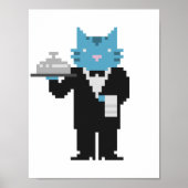 Waiter Cat Pixel Art Poster ポスター (正面)