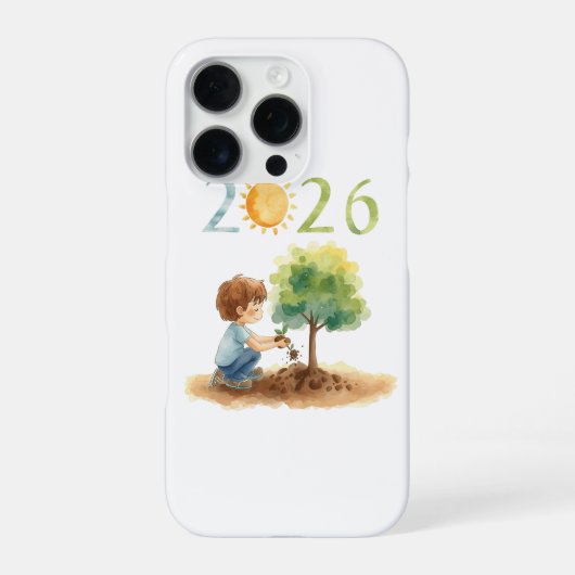 Waiting for 2026 – Boy Planting a Tree for the New iPhoneケース (裏面)
