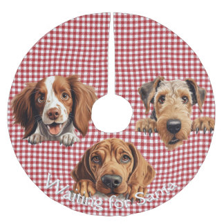 Waiting for Santa Dogs ブラッシュドポリエステルツリースカート