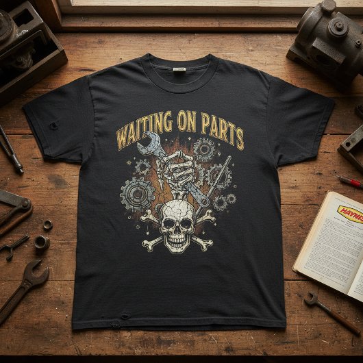 Waiting on Parts Garage Humor Skull Mechanic Tool  Tシャツ