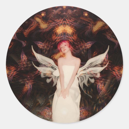 WaitingWingsステッカー ラウンドシール (正面)