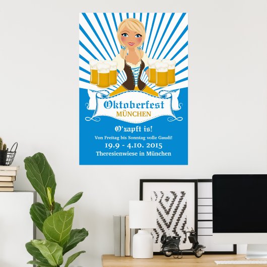 Waitress with Beer Stein ポスター (ホームオフィス)