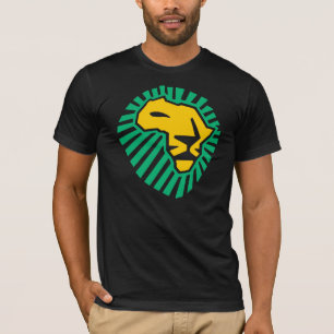 Wakaのwakaのライオンの頭部のアフリカの緑の黄色人のワイシャツ Tシャツ