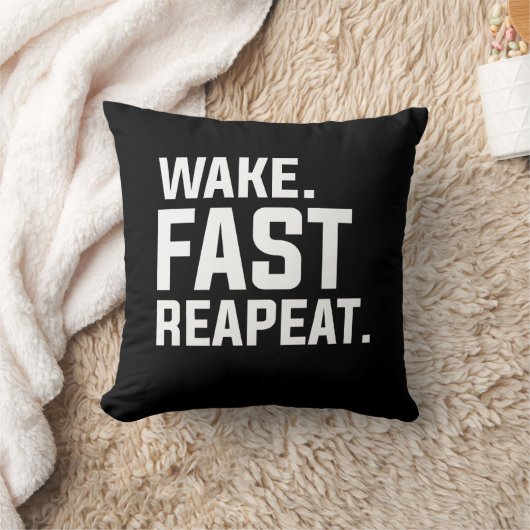 Wake おもしろい Fast Repeatグラフィック皮肉 クッション (ブランケット)