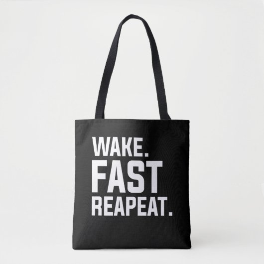 Wake おもしろい Fast Repeatグラフィック皮肉 トートバッグ (正面)