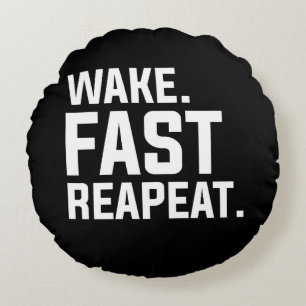Wake おもしろい Fast Repeatグラフィック皮肉 ラウンドクッション