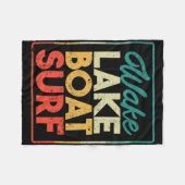 Wake Lake Boat Surf Funny Wakesurf Board Surfing S フリースブランケット (正面(横))