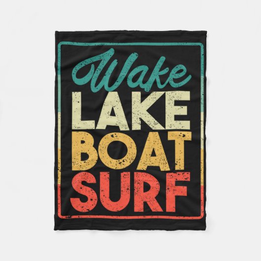 Wake Lake Boat Surf Funny Wakesurf Board Surfing S フリースブランケット (正面)