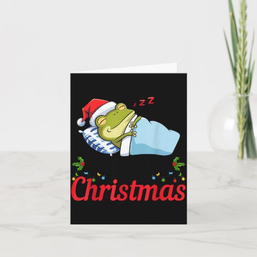 Wake Me Up When It's Christmas Cute Frog Animal Sl カード (正面)