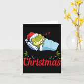 Wake Me Up When It's Christmas Cute Frog Animal Sl カード (黄色い花)